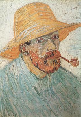 Vincent Van Gogh Self-Portrait with Pipe and Straw Hat (nn04) oil painting picture